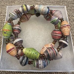 Colorful Chunky Funky Bracelet Made of Compressed Paper- Unique
